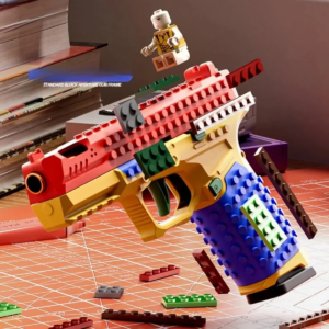 Hängende Spielzeugpistole, kontinuierliches Abfeuern, Baustein, Pistolenschale, Werfen, Airsoft, Blowback, leer, Outdoor, CS-Waffe für Jungen und Erwachsene