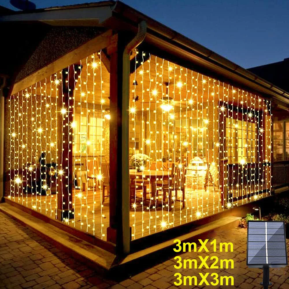 Solar-Led-Vorhang-Licht, Outdoor-Girlande, Solar-Fee-Lichterkette, Kupferdraht-Lampen Für Garten, Hof, Hochzeit, Party, Urlaubsdekoration Solar-Led-Vorhang-Licht, Outdoor-Girlande, Solar-Fee-Lichterkette, Kupferdraht-Lampen Für Garten, Hof, Hochzeit, Party, Urlaubsdekoration - Image 2