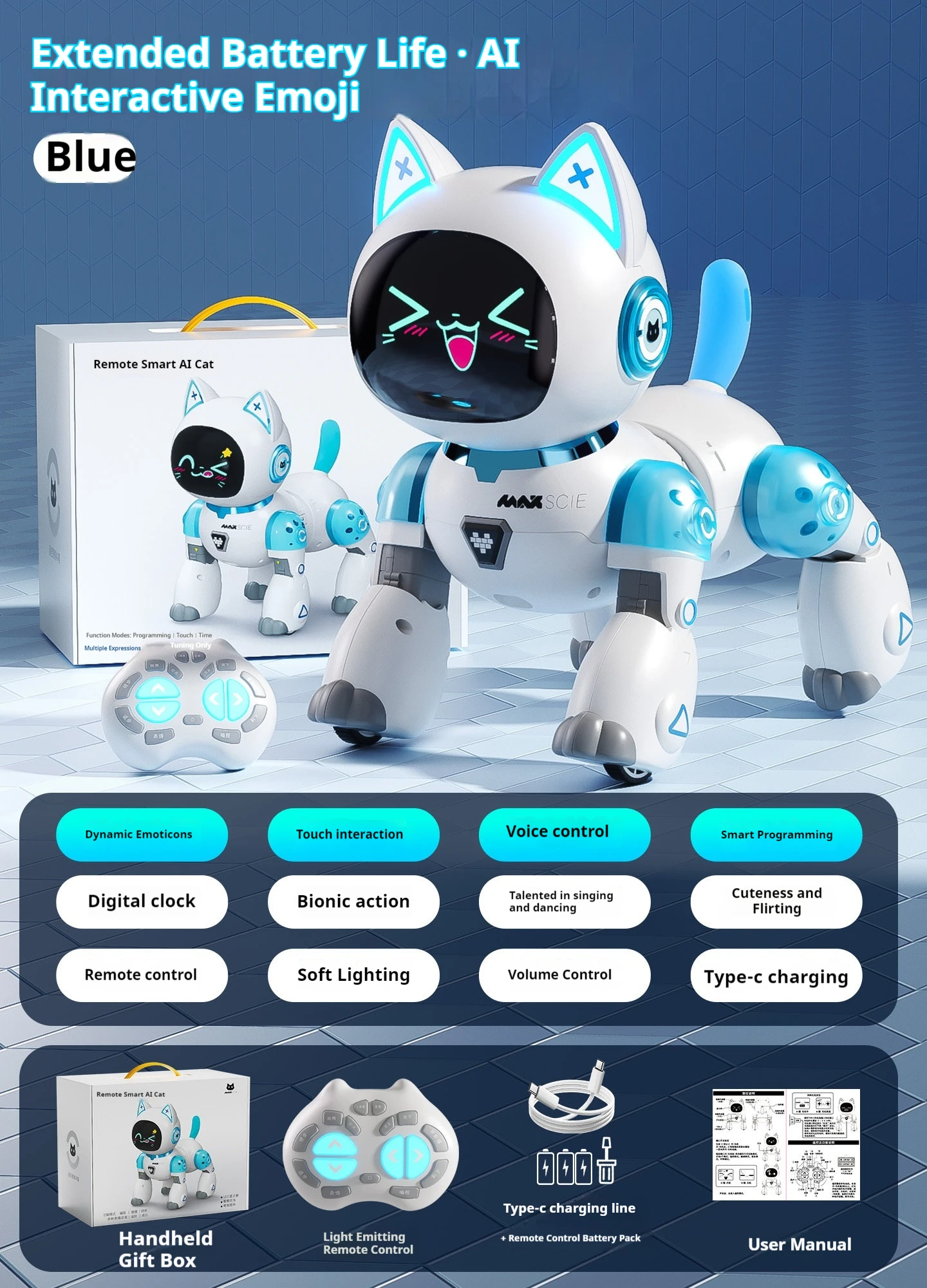 Ai Ferngesteuerter Tanzender Katzenroboter Mit Interaktiven Gesichtsausdrücken, Intelligentes Haustierspielzeug, Geeignet Für Mädchen Im Alter Von 3 Bis 6 Jahren Als Geburtstagsgeschenk. Ai Ferngesteuerter Tanzender Katzenroboter Mit Interaktiven Gesichtsausdrücken, Intelligentes Haustierspielzeug, Geeignet Für Mädchen Im Alter Von 3 Bis 6 Jahren Als Geburtstagsgeschenk. - Image 6