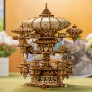 DIY 3D Holzpuzzle Castle In the Castle Miniaturmodellbausätze mit Musikmontage Puzzles für Freunde Geburtstagsgeschenke