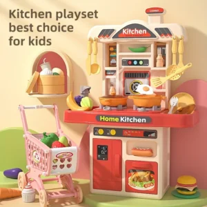 Realistisches Rollenspiel-Kochspielzeug für Kinder, Kochspielset, Küchenzubehör, Lichter und Geräusche, für Kleinkinder, Mädchen und Jungen, Geschenke