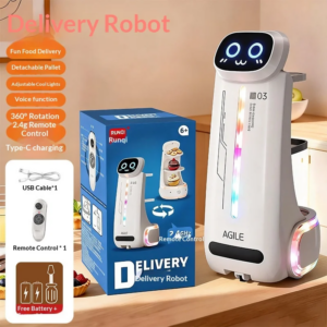 Ferngesteuerter Lieferroboter Agile 03 mit Doppeltablett, Sprachfunktion, Licht & Sound