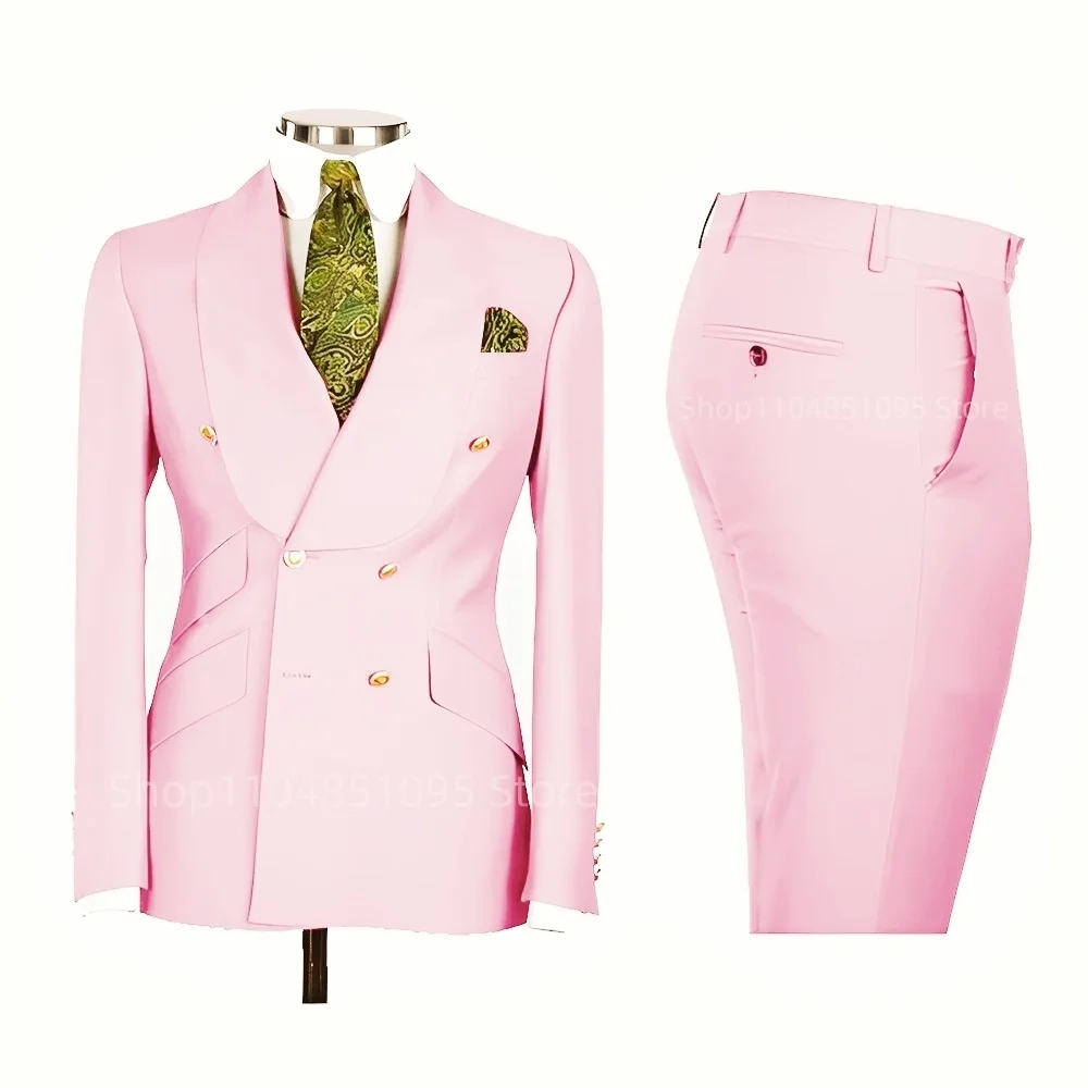 New 2 Pcs Wedding Ball Reunion Attire Double-Breasted Suit Set Men'S Slim-Fit Young Men Blazer Jacket Suits Pants Ensemble New 2 Pcs Wedding Ball Reunion Attire Double-Breasted Suit Set Men'S Slim-Fit Young Men Blazer Jacket Suits Pants Ensemble - Image 22