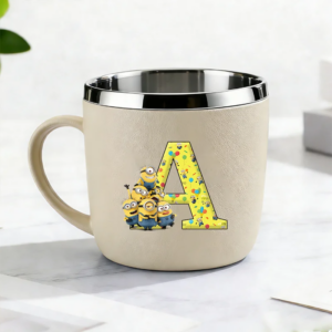 Minions Edelstahl-Wasserflasche Cartoon A-Z Buchstaben-Zahnbürstenbecher Einfache Kawaii Anime-Trinkflasche Jungen Mädchen Geburtstagsgeschenk