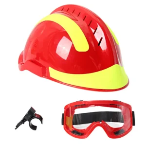 Notfall-Rettungshelm Feuerwehrmann Reflektierender Sicherheitshelm mit Schutzbrille Taschenlampenhalterung Waldrettung Bauhelm aus ABS