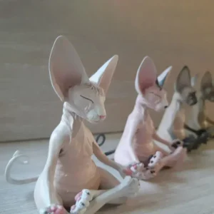 Kreative Glückliche Katzen-Buddha-Statue, Meditations-Yoga-Sphinx-Figur, Kunstharz-Handwerk für Haus, Garten und Außenbereich, Kunstskulptur-Dekoration
