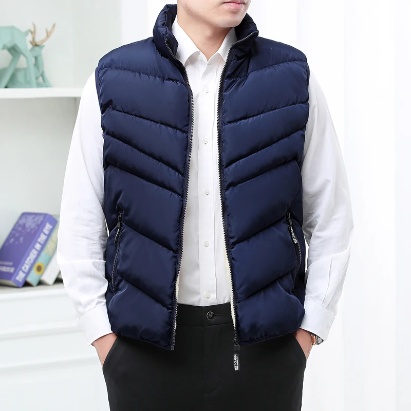 Winter Business Wolle Gefüttert Weste Jacke Männer Slim Fit Stehkragen Ärmellose Puffer Jacken Herbst Casual Weste Männer Warme Mantel Winter Business Wolle Gefüttert Weste Jacke Männer Slim Fit Stehkragen Ärmellose Puffer Jacken Herbst Casual Weste Männer Warme Mantel - Image 3