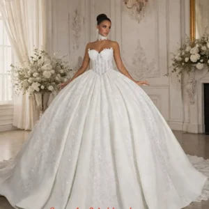 Customzied Luxury Exquisite Corset Wedding Dresses For Woman Bridal Strapless Lace Appliques Ball Gowns Vestidos De Novia