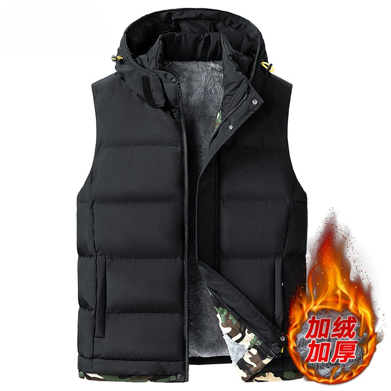 Plus Size M-10Xl Kapuzen Weste Für Männer Herbst Winter Verdickte Warme Männliche Kleidung Im Freien Wind Dichte Männer Ärmellose Jacke Mode Plus Size M-10Xl Kapuzen Weste Für Männer Herbst Winter Verdickte Warme Männliche Kleidung Im Freien Wind Dichte Männer Ärmellose Jacke Mode - Image 4