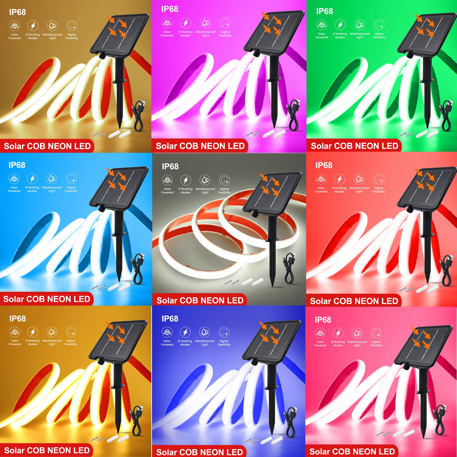 Dc24V Solar Powered Cob Neon Led Strip Ip68 Waterproof 320Leds/M Flexible Adhesive Ribbon Rope Light Home Garden Linear Lighting Dc24V Solar Powered Cob Neon Led Strip Ip68 Waterproof 320Leds/M Flexible Adhesive Ribbon Rope Light Home Garden Linear Lighting - Image 2