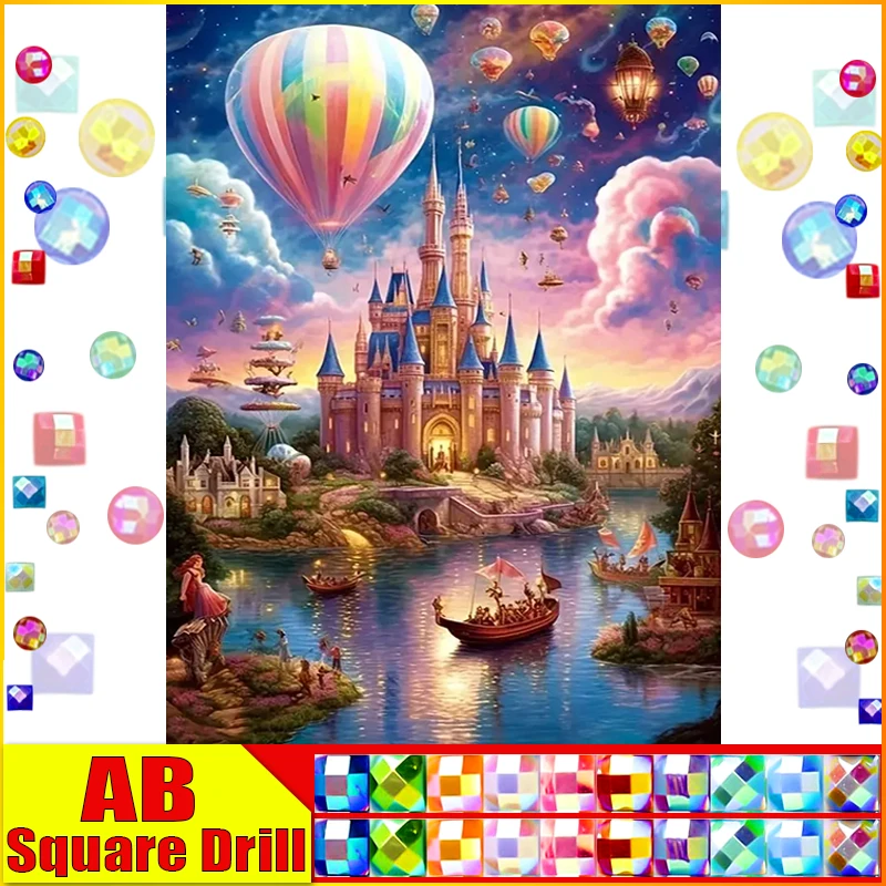 Homfun Fee Staub Ab Strass Malerei Kristall Dekor Diy Diamant Malerei „Landschaft Schloss Ballon“ 3D Muster Diamant Stickerei Homfun Fee Staub Ab Strass Malerei Kristall Dekor Diy Diamant Malerei „Landschaft Schloss Ballon“ 3D Muster Diamant Stickerei – Bild 9