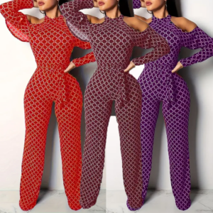 Plaid Print Stram pler Damen Overall von der Schulter Rüschen Langarm Bandage insgesamt elegante Gürtel plus Größe weites Bein Bodysuit