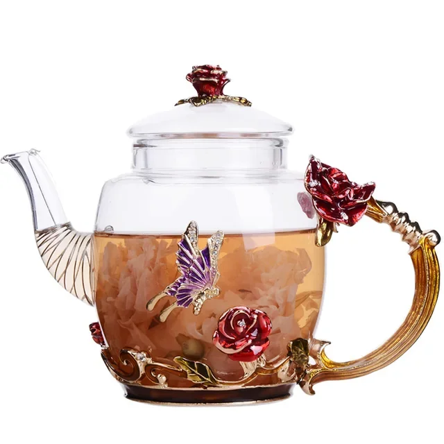 Handbemalte Emaillierte Farbe Teekanne Hitzebeständiges Glas Einzelne Japanische Teekanne Teesieb Pu Erh Wasserkocher Gaiwan Set Handbemalte Emaillierte Farbe Teekanne Hitzebeständiges Glas Einzelne Japanische Teekanne Teesieb Pu Erh Wasserkocher Gaiwan Set - Image 4