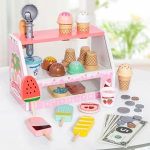3X Wooden Ice Cream Pretend Toys  Mini Food Children Toys Wedding Party Bakery Dessert Play House Decoration