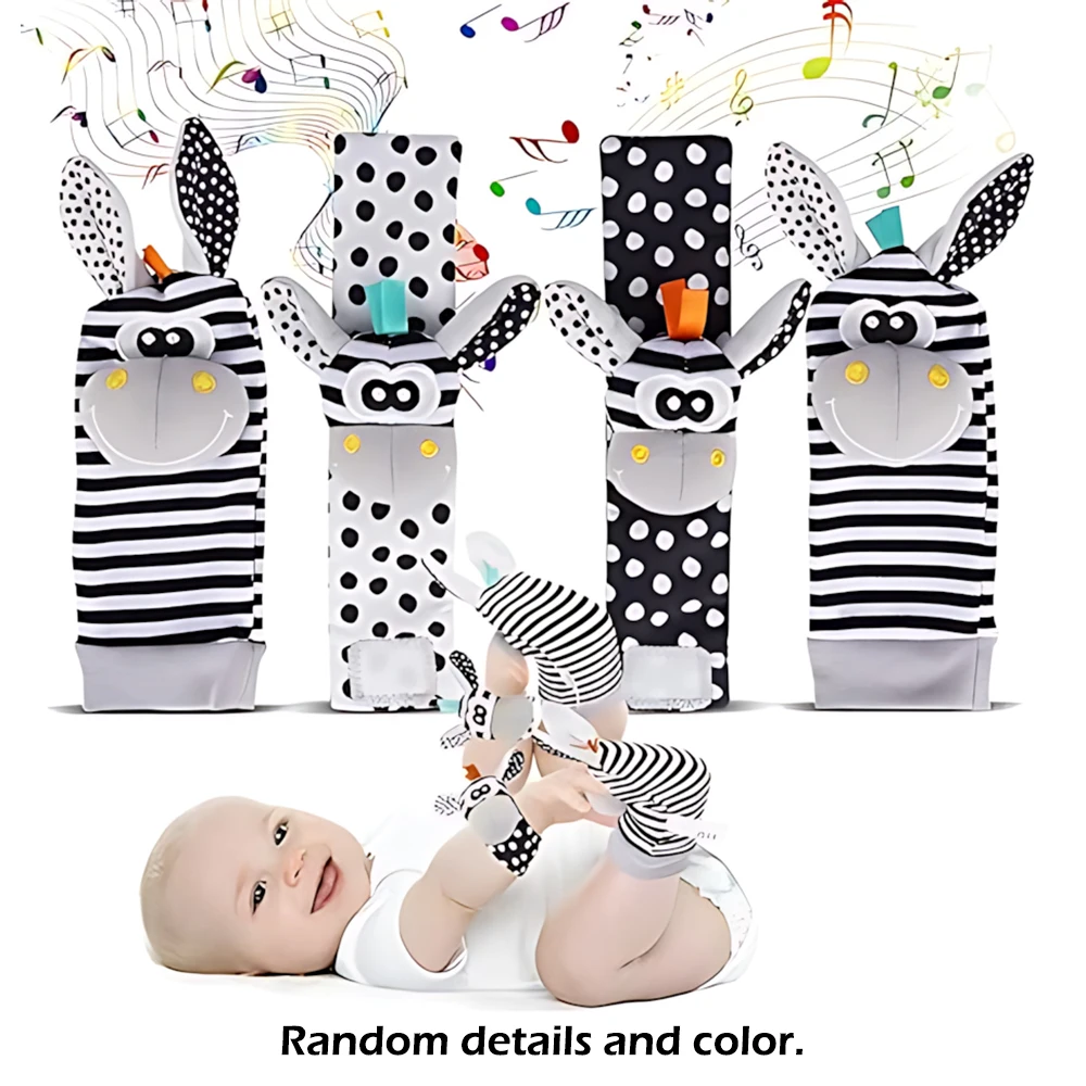 Baby-Rasselsocken und Handgelenkrasseln im niedlichen Tierdesign – Weiche Spielaccessoires für Babys von 0 bis 12 Monaten – Bild 9