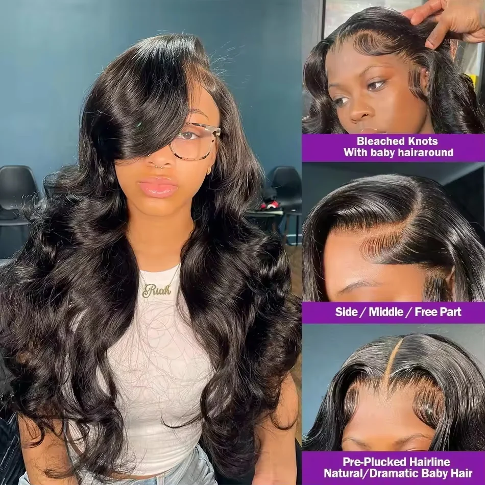 250 Dichte 100% Echthaar 13X4 13X6 Lace Frontal Perücken Body Wave Hd 5X5 Kleberlose Frontperücke Schwarz Locker 40 Zoll Verschluss Sofort Tragbar 250 Dichte 100% Echthaar 13X4 13X6 Lace Frontal Perücken Body Wave Hd 5X5 Kleberlose Frontperücke Schwarz Locker 40 Zoll Verschluss Sofort Tragbar - Image 2