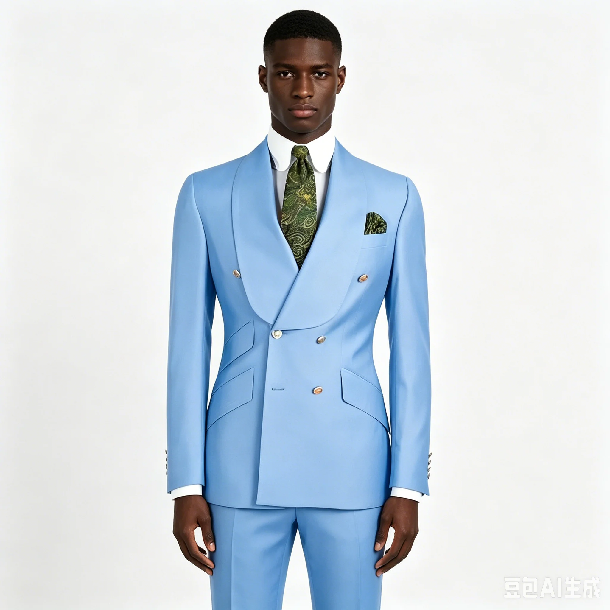 New 2 Pcs Wedding Ball Reunion Attire Double-Breasted Suit Set Men'S Slim-Fit Young Men Blazer Jacket Suits Pants Ensemble New 2 Pcs Wedding Ball Reunion Attire Double-Breasted Suit Set Men'S Slim-Fit Young Men Blazer Jacket Suits Pants Ensemble - Image 2
