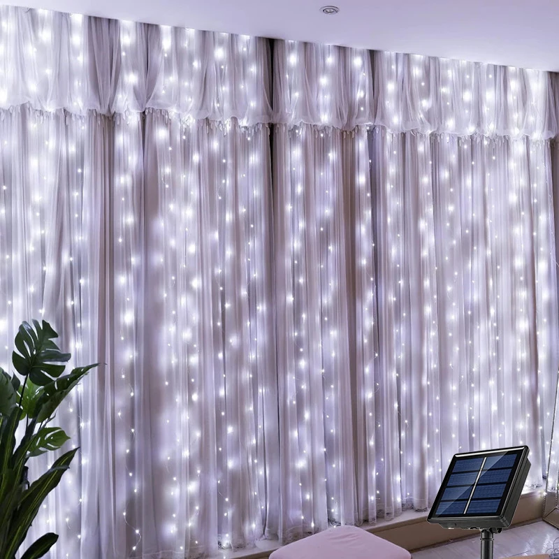 Solar-Led-Vorhang-Licht, Outdoor-Girlande, Solar-Fee-Lichterkette, Kupferdraht-Lampen Für Garten, Hof, Hochzeit, Party, Urlaubsdekoration Solar-Led-Vorhang-Licht, Outdoor-Girlande, Solar-Fee-Lichterkette, Kupferdraht-Lampen Für Garten, Hof, Hochzeit, Party, Urlaubsdekoration - Image 7
