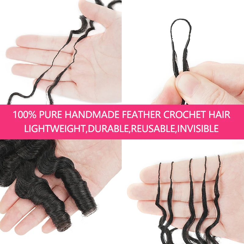 5 Pack Burmese Curly Crochet Hair Knotless Feather Pre-Separated Crochet Braids Light Weight Reusable Brazilian Hair Extension 5 Pack Burmese Curly Crochet Hair Knotless Feather Pre-Separated Crochet Braids Light Weight Reusable Brazilian Hair Extension - Image 2