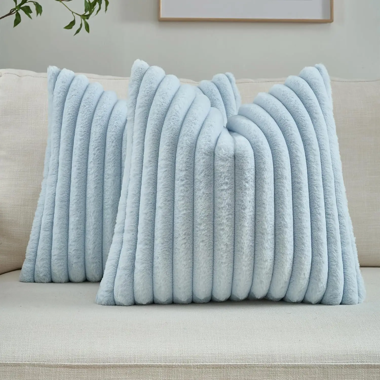 40X40 45X45 Faux Kaninchen Fell Quadrat Kissenbezug Neue Große Dicke Gestreifte Super Weiche Einfarbig Kissenbezug Sofa Dekor Kissenbezug 40X40 45X45 Faux Kaninchen Fell Quadrat Kissenbezug Neue Große Dicke Gestreifte Super Weiche Einfarbig Kissenbezug Sofa Dekor Kissenbezug - Image 2