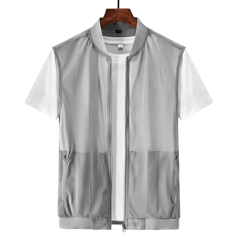 Summer Men Mesh Hollow Waistcoat Breathable Outdoor Sports Coat High-Quality Design Leisure Vest Men Summer Men Mesh Hollow Waistcoat Breathable Outdoor Sports Coat High-Quality Design Leisure Vest Men - Image 5