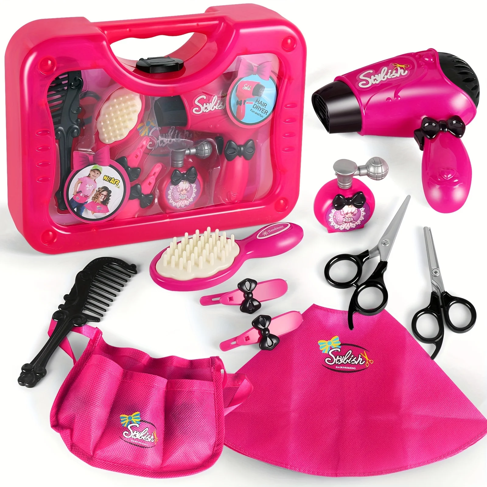 Rollenspiel Mädchen Schönheits Salon Spielzeug Set Mit Haartrockner, Friseur Schürze Und Styling-Zubehör-Perfekt Für Einfalls Reiche Spiel Geschenk Rollenspiel Mädchen Schönheits Salon Spielzeug Set Mit Haartrockner, Friseur Schürze Und Styling-Zubehör-Perfekt Für Einfalls Reiche Spiel Geschenk