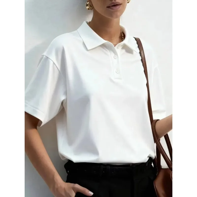 Poloshirt Aus Baumwolle, Einfarbig, Atmungsaktiv, Für Damen Und Herren Poloshirt Aus Baumwolle, Einfarbig, Atmungsaktiv, Für Damen Und Herren - Image 2