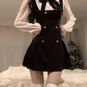 CGC Preppy-Stil, gefälschte zweiteilige kurze Damenkleider, lässige Fliege, japanisches JK-Lolita-Kleid, weiblich, 2025, Sommer-Party-Kleider