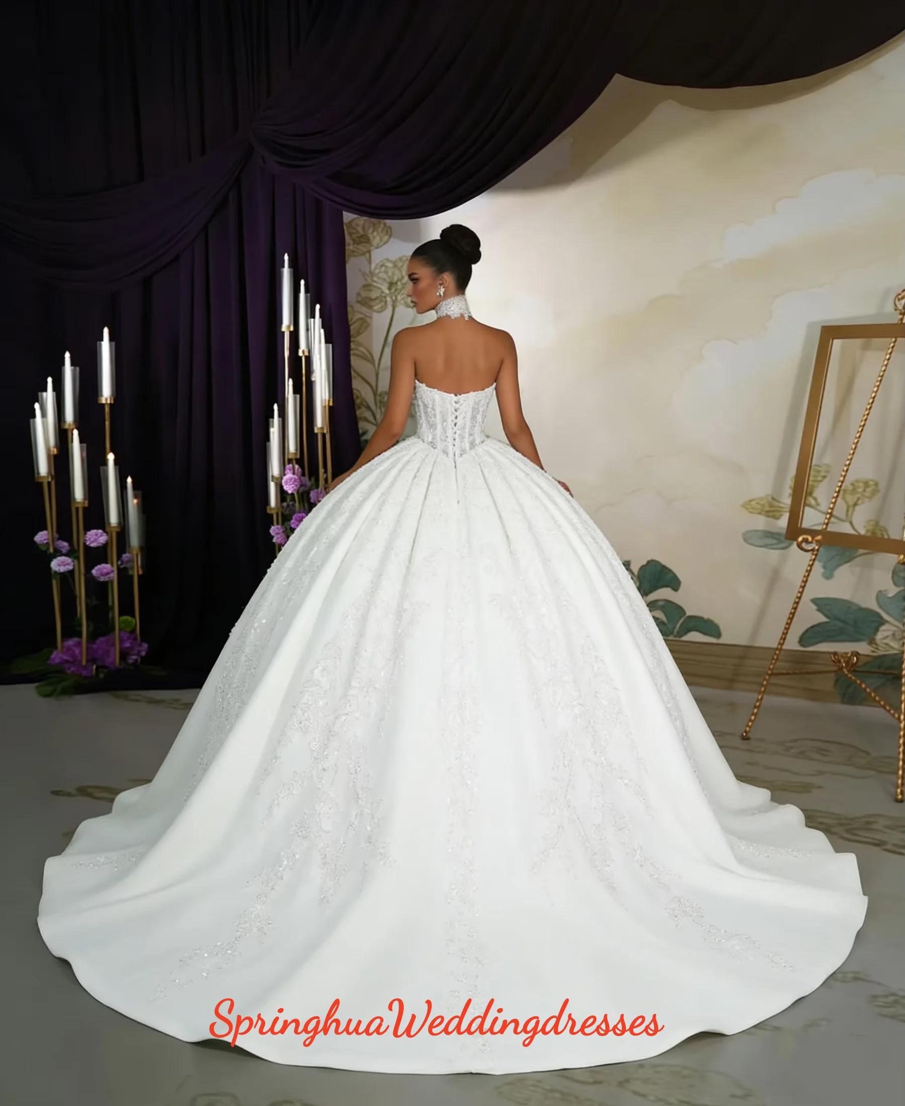 Customzied Luxury Exquisite Corset Wedding Dresses For Woman Bridal Strapless Lace Appliques Ball Gowns Vestidos De Novia Customzied Luxury Exquisite Corset Wedding Dresses For Woman Bridal Strapless Lace Appliques Ball Gowns Vestidos De Novia - Image 2
