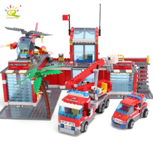 HUIQIBAO 774 stücke Stadt Feuerwache Modell Bausteine Jungen Feuerwehrmann Lkw Pädagogische Bau Ziegel Spielzeug Für Kinder