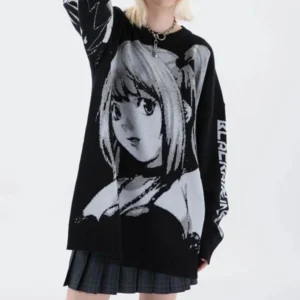 Frauen Hip Hop Streetwear Harajuku Pullover Vintage Japanischen Stil Anime Mädchen Gestrickte 2023 Baumwolle Pullover Pullover Weibliche Kleidung