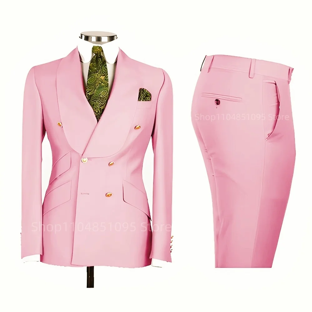 New 2 Pcs Wedding Ball Reunion Attire Double-Breasted Suit Set Men'S Slim-Fit Young Men Blazer Jacket Suits Pants Ensemble New 2 Pcs Wedding Ball Reunion Attire Double-Breasted Suit Set Men'S Slim-Fit Young Men Blazer Jacket Suits Pants Ensemble - Image 21