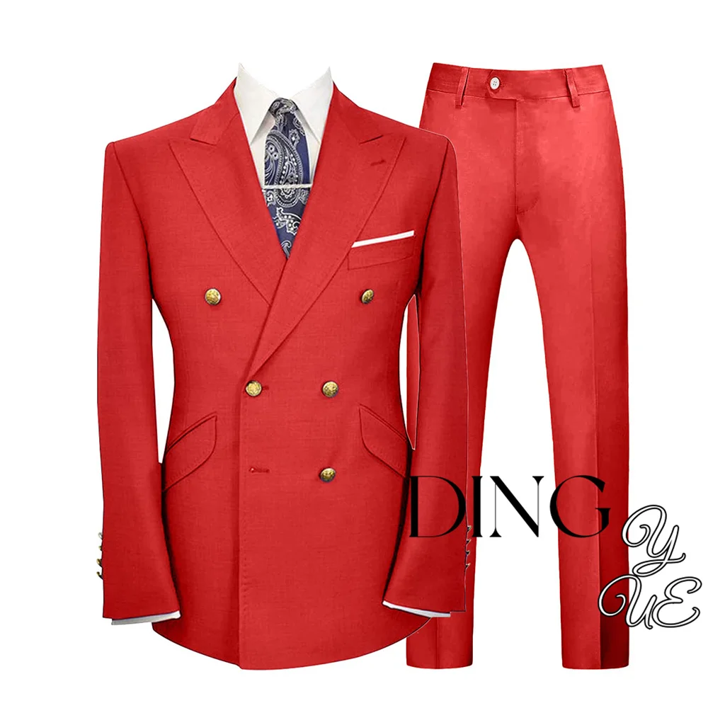 2025 New Men'S Slim Fit 2 Piece Suit Double Breasted Gold Buttons Business Wedding Tuxedo Suits Blazer &Amp; Pants Set Costume Homme 2025 New Men'S Slim Fit 2 Piece Suit Double Breasted Gold Buttons Business Wedding Tuxedo Suits Blazer &Amp; Pants Set Costume Homme - Image 10