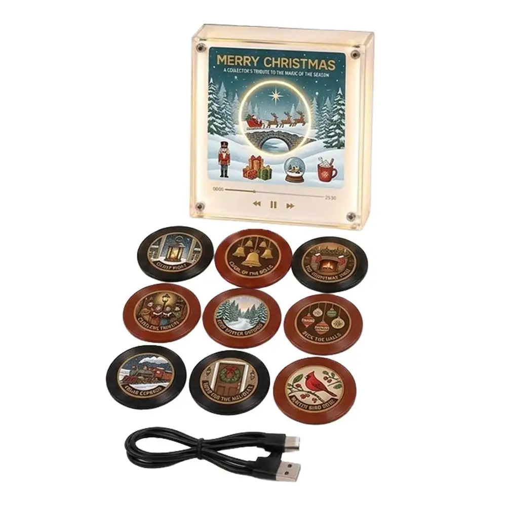 Weihnachts-Vinyl-Plattenspieler Kühlschrank-Schallplatte Nfc Magnetisches Musikbox-Set, Mit 9 Vinyl-Stil-Scheiben, Geeignet Als Weihnachtsdekoration Und Geschenk Weihnachts-Vinyl-Plattenspieler Kühlschrank-Schallplatte Nfc Magnetisches Musikbox-Set, Mit 9 Vinyl-Stil-Scheiben, Geeignet Als Weihnachtsdekoration Und Geschenk - Image 7