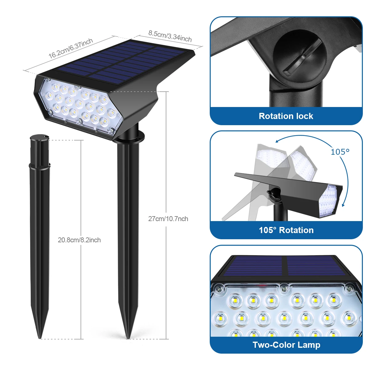 Solar Powered Led Wall Lamp Rgb Spotlight Outdoor Waterproof Heat &Amp; Snow Resistant Street Backyard Yard Night Safe Lighting Solar Powered Led Wall Lamp Rgb Spotlight Outdoor Waterproof Heat &Amp; Snow Resistant Street Backyard Yard Night Safe Lighting - Image 2