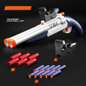 Doppelrohr-Spielzeugpistolen mit Weichgeschossen, Manuelles Schießgewehr mit Hülsenauswurf, Airsoft-Pistole für Erwachsene und Kinder, Outdoor-Spiele