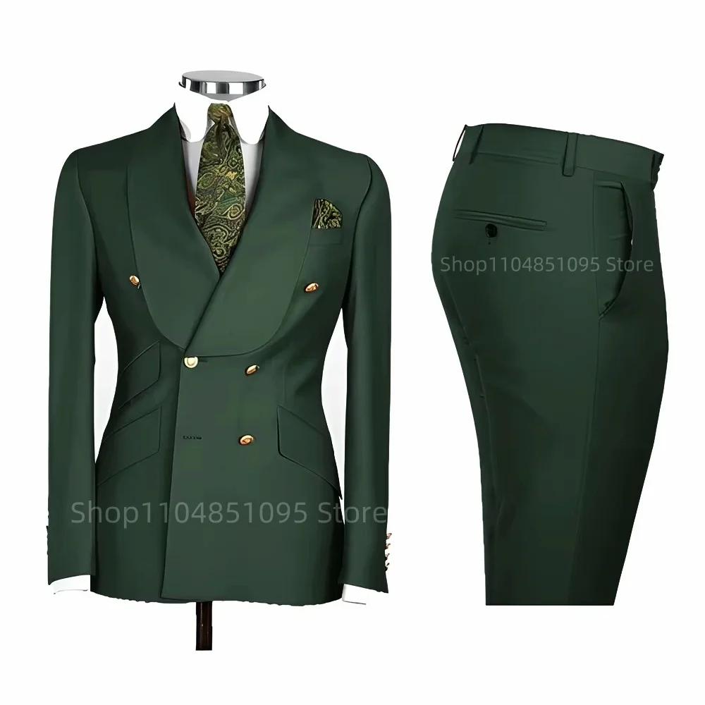 New 2 Pcs Wedding Ball Reunion Attire Double-Breasted Suit Set Men'S Slim-Fit Young Men Blazer Jacket Suits Pants Ensemble New 2 Pcs Wedding Ball Reunion Attire Double-Breasted Suit Set Men'S Slim-Fit Young Men Blazer Jacket Suits Pants Ensemble - Image 28