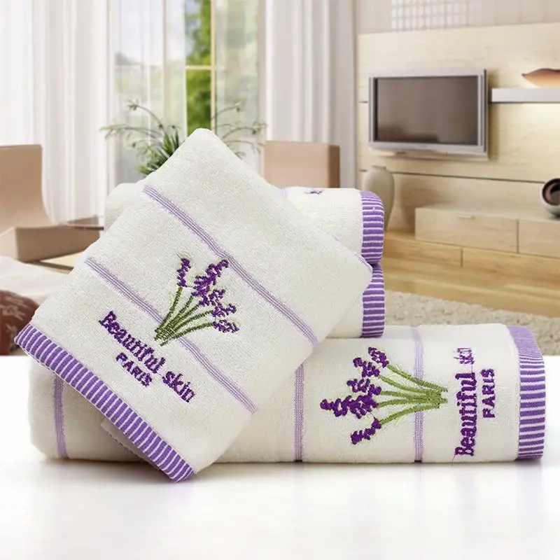 Hochwertige Badet Uch Baumwolle Stickerei Lavendel Aroma Therapie Weiche Hand Gesicht Handtuch Blatt Set 34X74Cm Badet Uch Hochwertige Badet Uch Baumwolle Stickerei Lavendel Aroma Therapie Weiche Hand Gesicht Handtuch Blatt Set 34X74Cm Badet Uch - Image 3