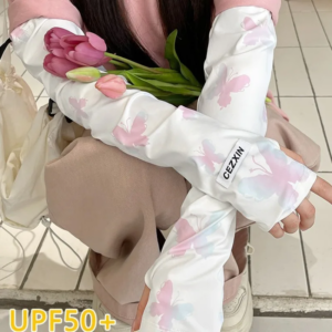 Butterfly Ice Silk Sun Protection Armsleeves for Women Korean Style Sunshade Driving Outdoor Cycling UV Protection Arm Sleeves