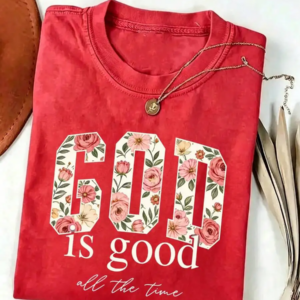 Women Vintage Christian Casual Heavyweight T‑Shirt God Is Good And It's Always Been Like This Bible Verse Graphic Print Crew Neck Short Sleeve Retro Everyday Wear Tee