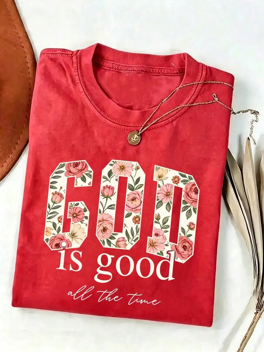 Women Vintage Christian Casual Heavyweight T‑Shirt God Is Good And It'S Always Been Like This Bible Verse Graphic Print Crew Neck Short Sleeve Retro Everyday Wear Tee Women Vintage Christian Casual Heavyweight T‑Shirt God Is Good And It'S Always Been Like This Bible Verse Graphic Print Crew Neck Short Sleeve Retro Everyday Wear Tee