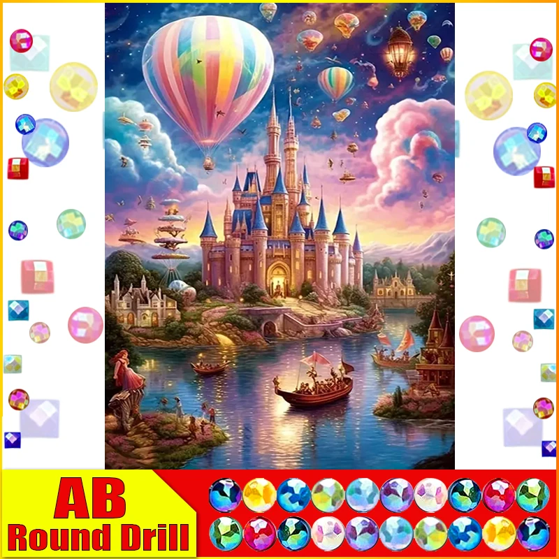 Homfun Fee Staub Ab Strass Malerei Kristall Dekor Diy Diamant Malerei „Landschaft Schloss Ballon“ 3D Muster Diamant Stickerei Homfun Fee Staub Ab Strass Malerei Kristall Dekor Diy Diamant Malerei „Landschaft Schloss Ballon“ 3D Muster Diamant Stickerei – Bild 7
