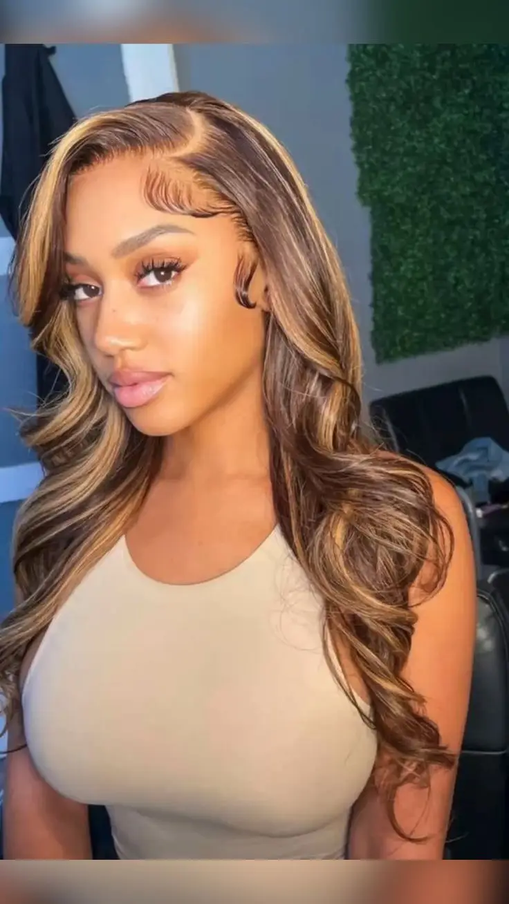 34 Zoll Ombre Honigblonde Echthaarperücke 13X4 Highlight Body Wave Lace Front Perücke 5X5 Vorgezupft Mit Baby Hair, Sofort Tragbar 34 Zoll Ombre Honigblonde Echthaarperücke 13X4 Highlight Body Wave Lace Front Perücke 5X5 Vorgezupft Mit Baby Hair, Sofort Tragbar - Image 3
