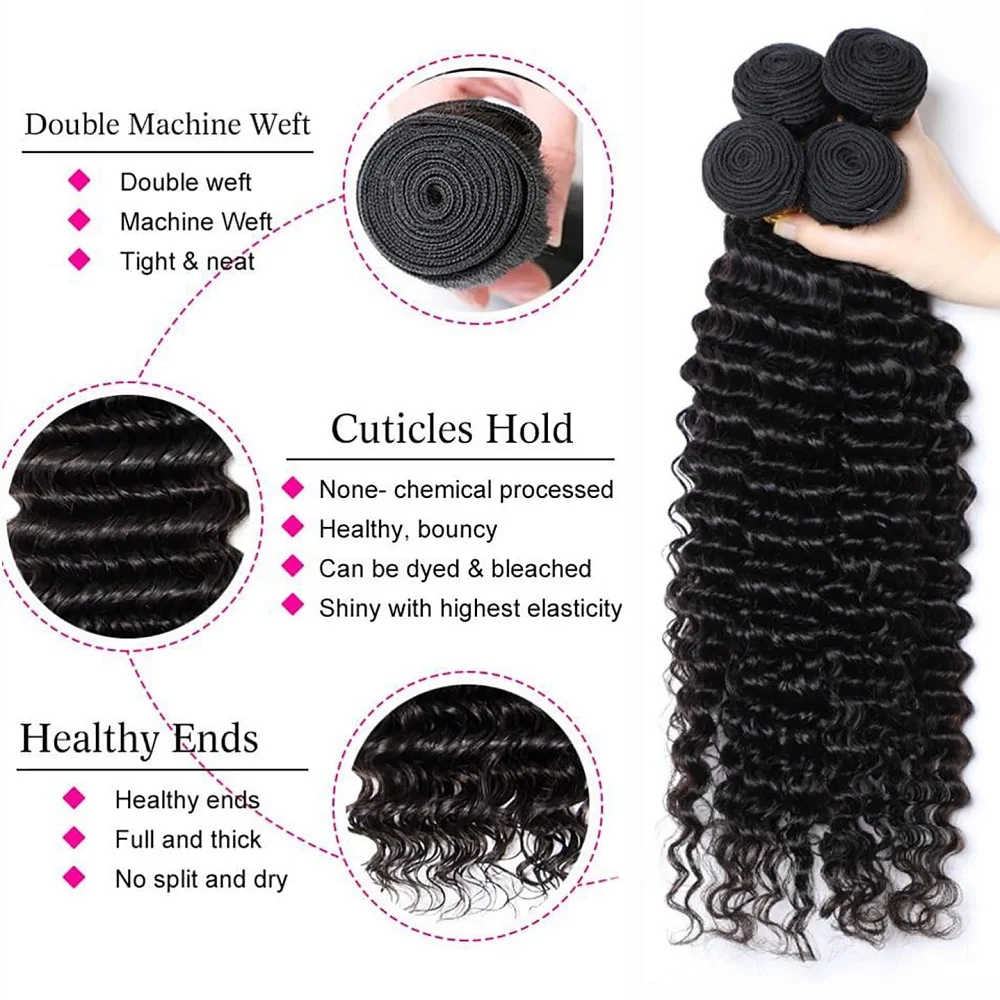 Deep Wave Human Hair Bundles 12A Brazlian Wearing Virgin Curly Raw Hair Extensions Bundles 100% Human Hair 2-5 Days Delivery Deep Wave Human Hair Bundles 12A Brazlian Wearing Virgin Curly Raw Hair Extensions Bundles 100% Human Hair 2-5 Days Delivery - Image 3