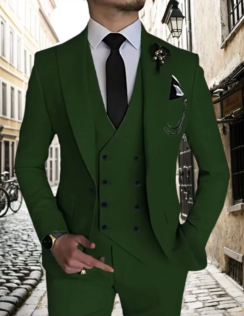 Herrenanzug Mit Spitzem Revers, 3-Teilig (Sakko, Weste, Hose) – Smoking Für Hochzeit Herrenanzug Mit Spitzem Revers, 3-Teilig (Sakko, Weste, Hose) – Smoking Für Hochzeit – Bild 4