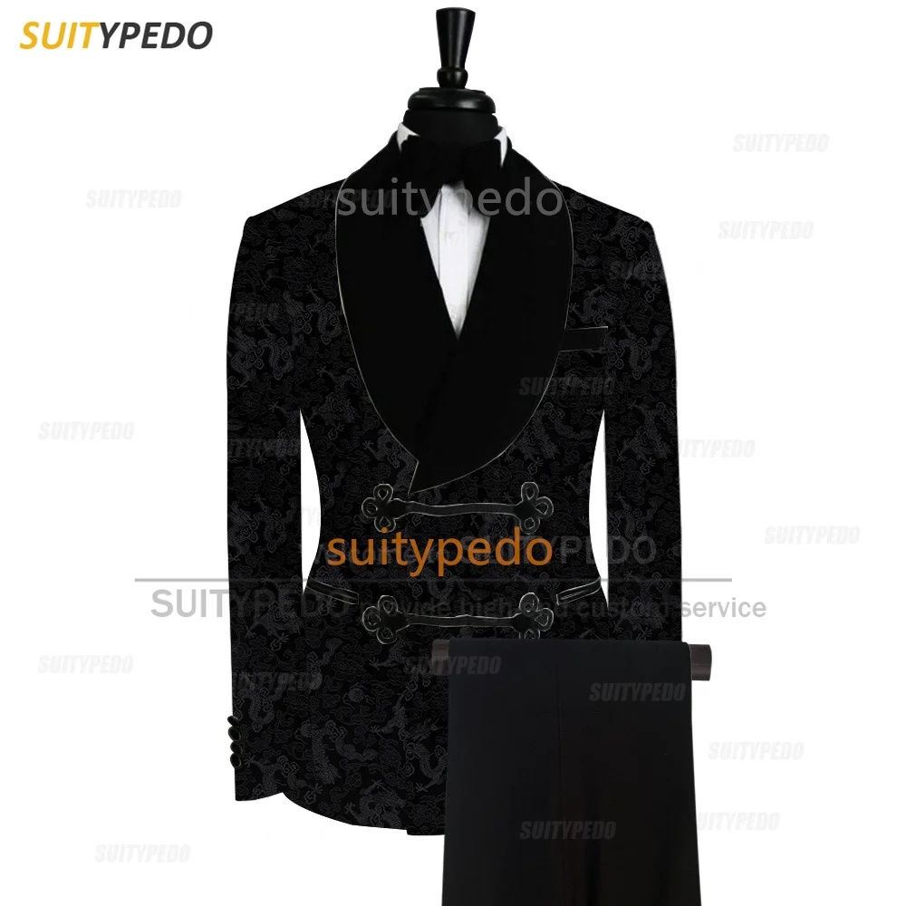 Slim Fit Men Suit Sets Wedding Groomsman Tailor-Made Jacquard Blazer Pants Outfits Fashion Gala Male Newest Luxury Tuxedos Slim Fit Men Suit Sets Wedding Groomsman Tailor-Made Jacquard Blazer Pants Outfits Fashion Gala Male Newest Luxury Tuxedos - Image 12