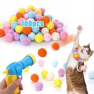 Katzen spielzeug interaktiver Spaß Spielzeug pistole Plüsch ball startet ruhigen Sprung ball, um die Katze kreative Mini-Schieß pistole Haustier zubehör zu necken
