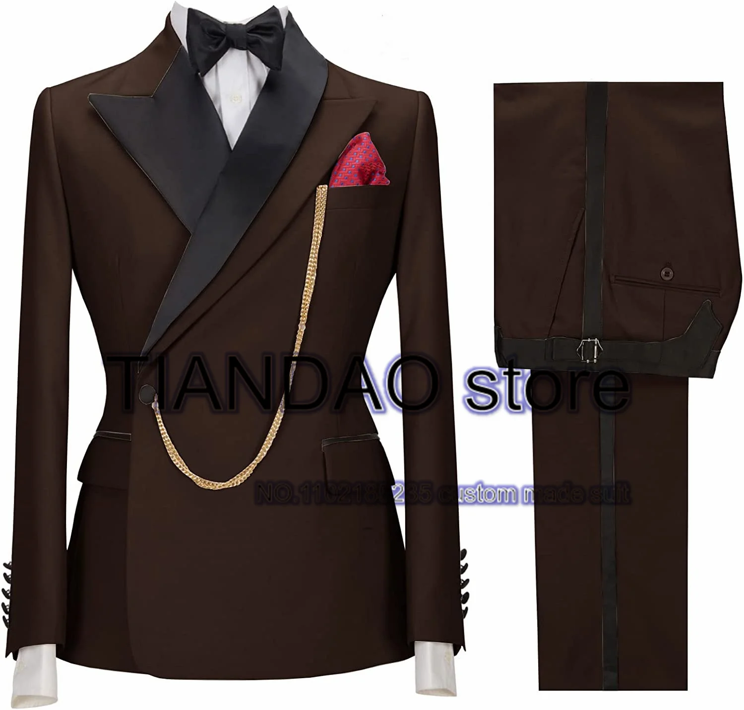 Suit For Men Wedding Groom Tuxedo Khaki Formal Blazer Pants 2 Piece Dinner Ball Dress Male Jacket Set Costume Homme Suit For Men Wedding Groom Tuxedo Khaki Formal Blazer Pants 2 Piece Dinner Ball Dress Male Jacket Set Costume Homme - Image 5