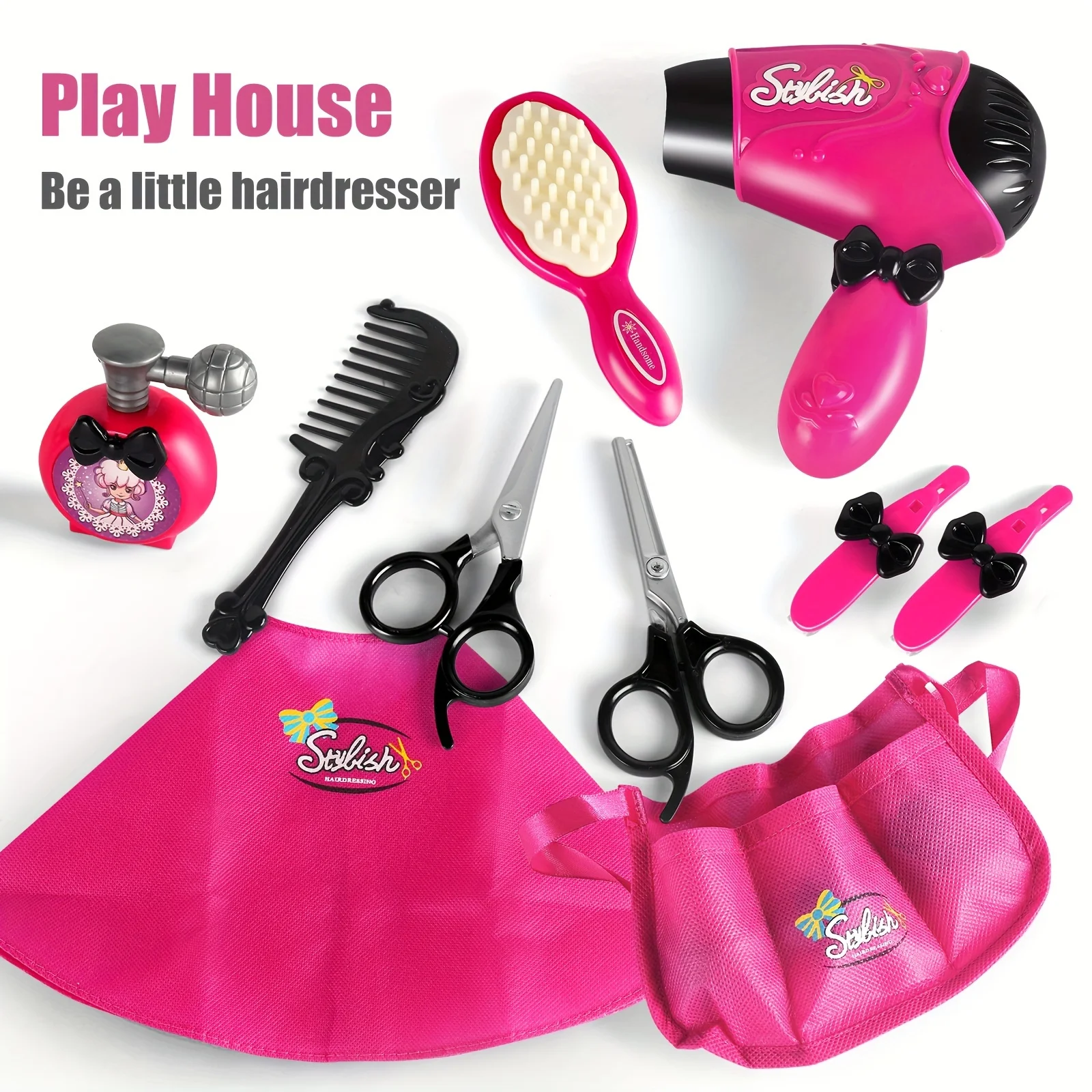 Rollenspiel Mädchen Schönheits Salon Spielzeug Set Mit Haartrockner, Friseur Schürze Und Styling-Zubehör-Perfekt Für Einfalls Reiche Spiel Geschenk Rollenspiel Mädchen Schönheits Salon Spielzeug Set Mit Haartrockner, Friseur Schürze Und Styling-Zubehör-Perfekt Für Einfalls Reiche Spiel Geschenk - Image 3