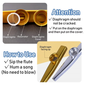 Metal Kazoo Musical Instrument Flutes Diaphragm Mouth Kazoos Musical Instruments Good Companion for Guitar Kazu Flute Small Tool
